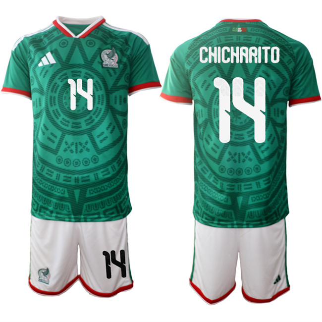 Men's Mexico #14 Javier Chicharito Green 2025-26 Home Soccer Jersey Suit